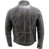 Men’s Vintage Café Racer Distressed Brown Moto Leather Jacket
